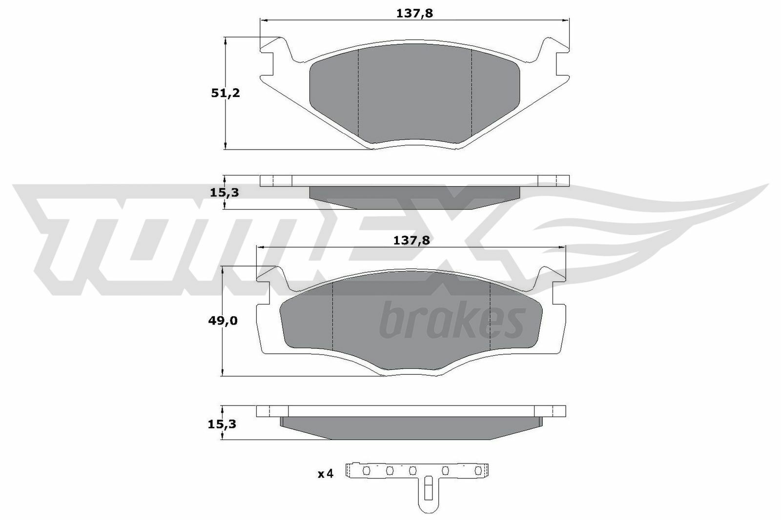 Sada brzdových destiček, kotoučová brzda TOMEX Brakes